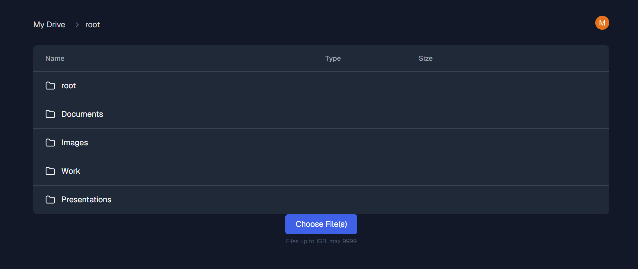 Google Drive Clone project screenshot