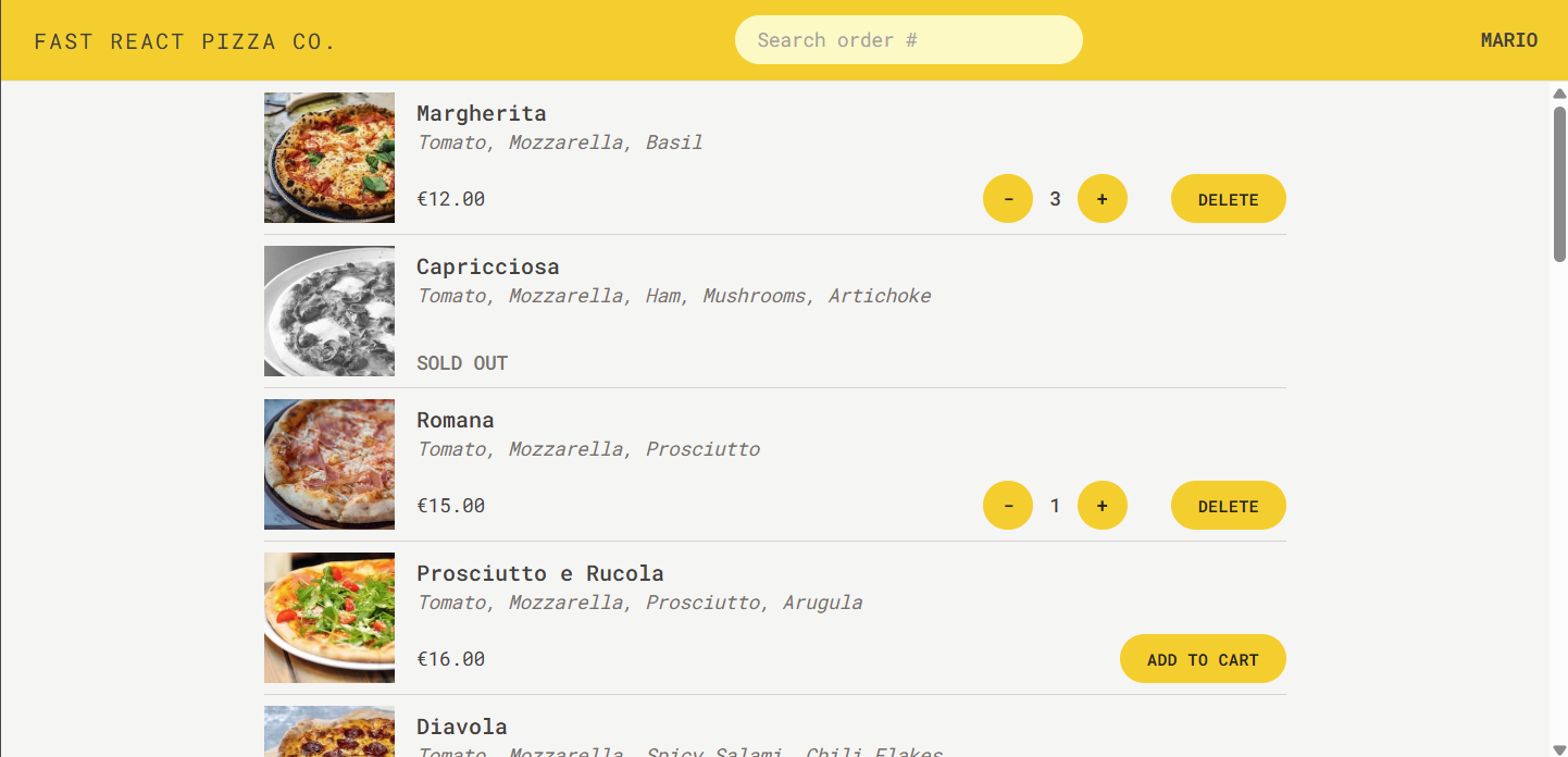 Pizza Delivery App project screenshot